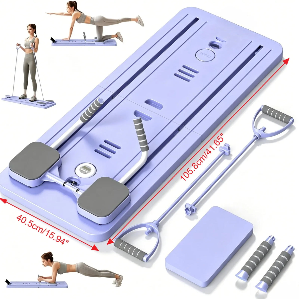 Portable Abdominal Fitness Board Pilates Reformer Machine Automatic Rebound AB Board Body Workout Trainer with Resistance Ropes