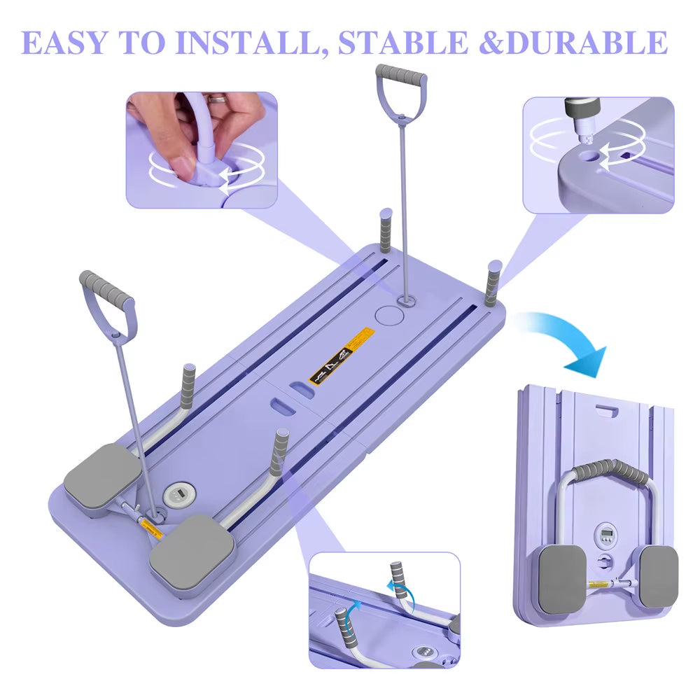 Foldable Pilates Board Full Body Fitness Trainer with Automatic Rebound Multifunctional Abdominal Board Exercise Equipment