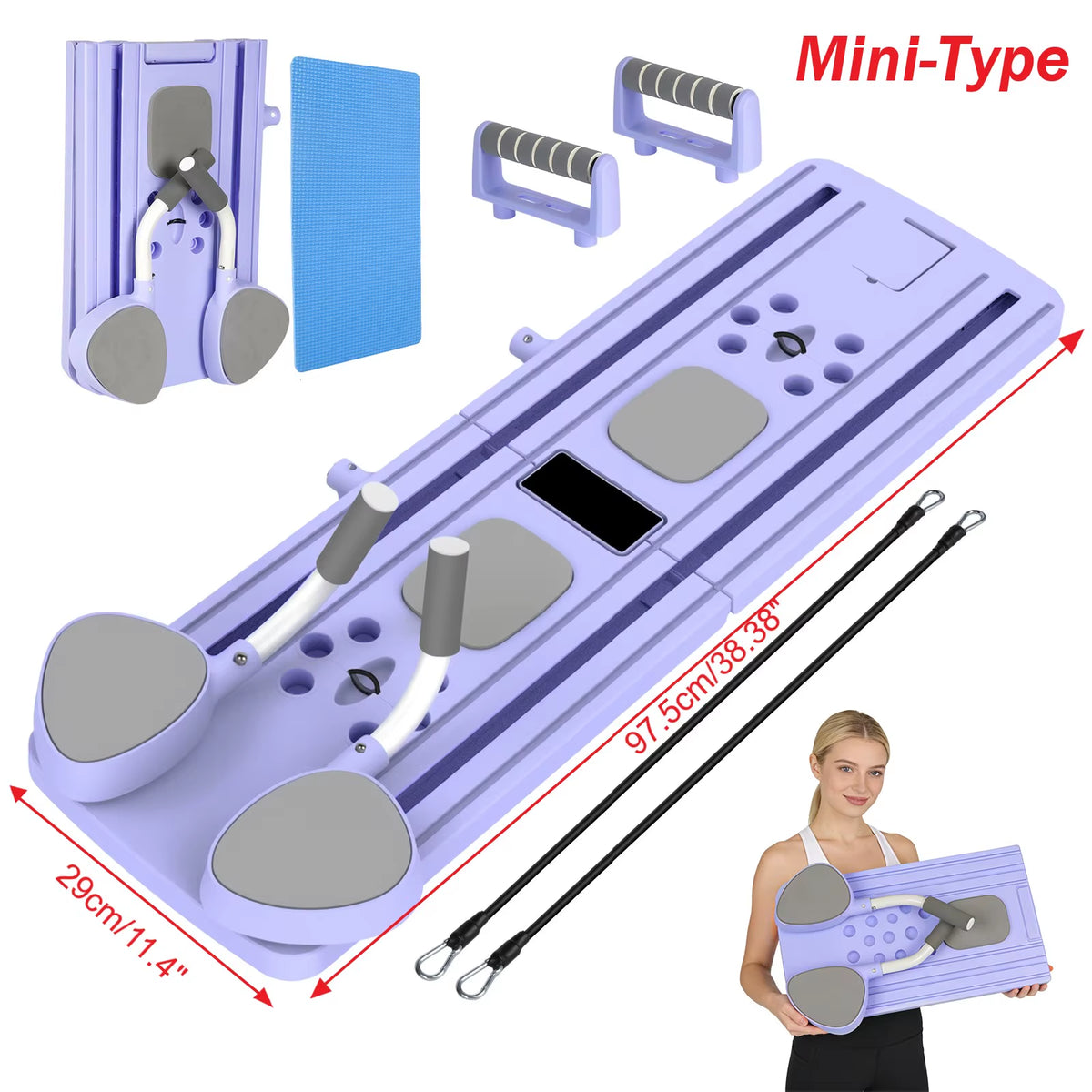 Portable Abdominal Fitness Board Pilates Reformer Machine Automatic Rebound AB Board Body Workout Trainer with Resistance Ropes
