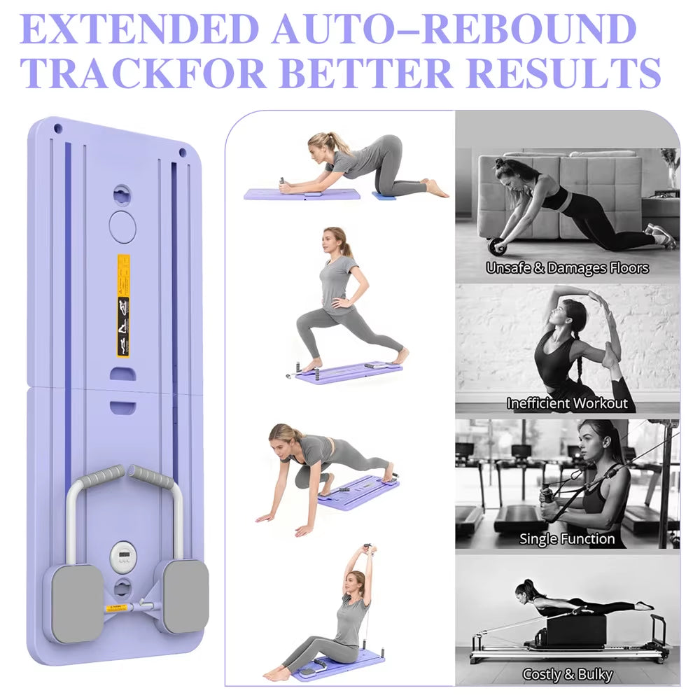 Foldable Pilates Board Full Body Fitness Trainer with Automatic Rebound Multifunctional Abdominal Board Exercise Equipment