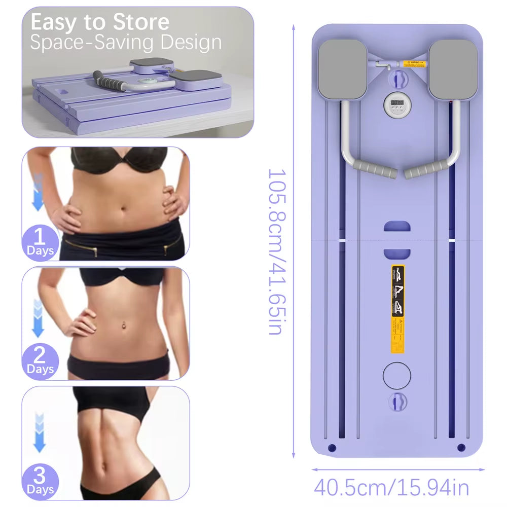 Foldable Pilates Board Full Body Fitness Trainer with Automatic Rebound Multifunctional Abdominal Board Exercise Equipment