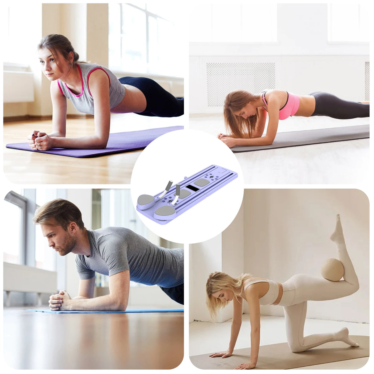 Portable Abdominal Fitness Board Pilates Reformer Machine Automatic Rebound AB Board Body Workout Trainer with Resistance Ropes
