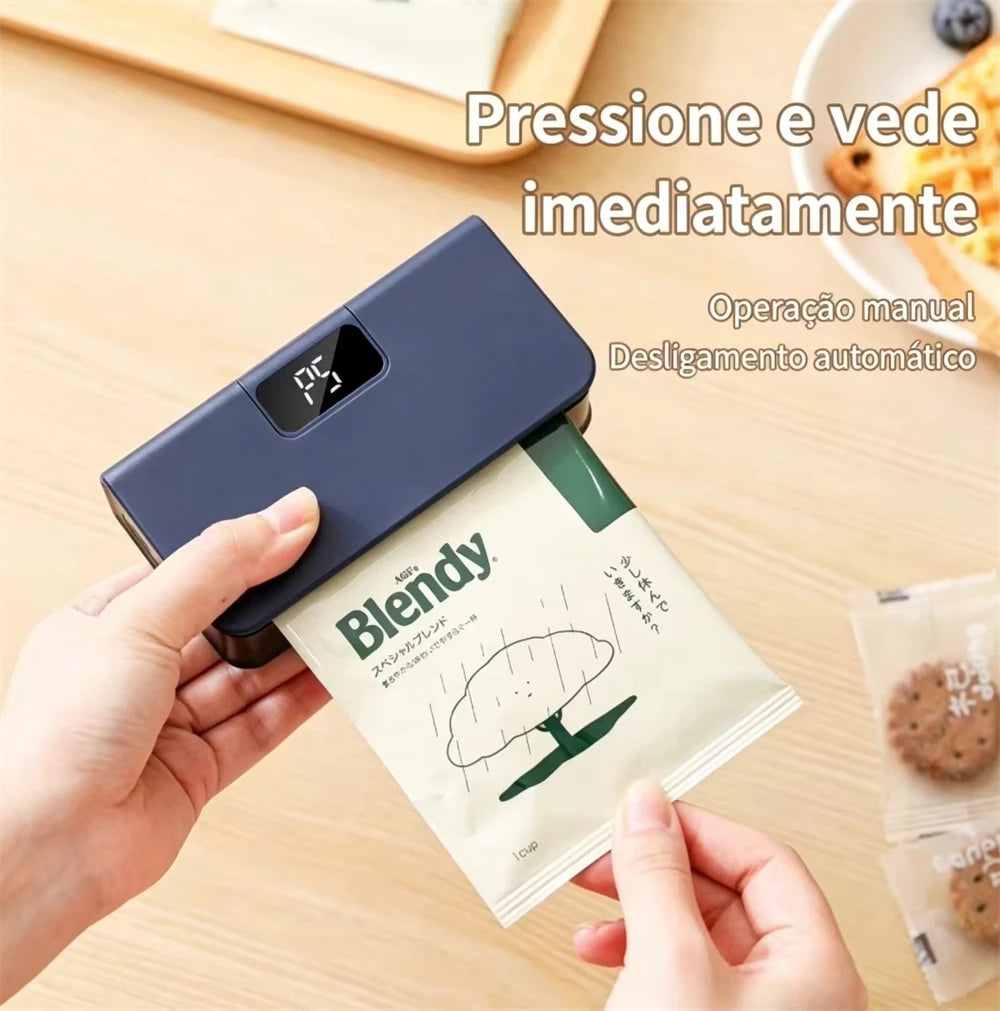 Mini Heat Sealer Plastic Bag Heat Sealing Machine Rechargable Plastic Storage Package Sealer Handheld Clip Bag Food Heat Sealer