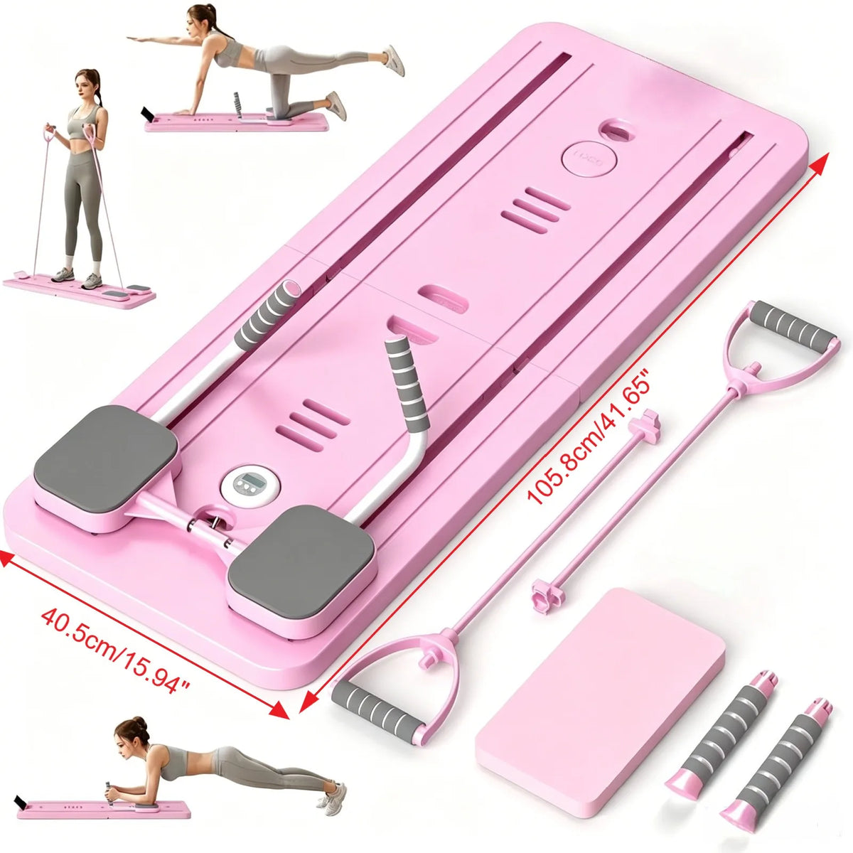 Portable Abdominal Fitness Board Pilates Reformer Machine Automatic Rebound AB Board Body Workout Trainer with Resistance Ropes