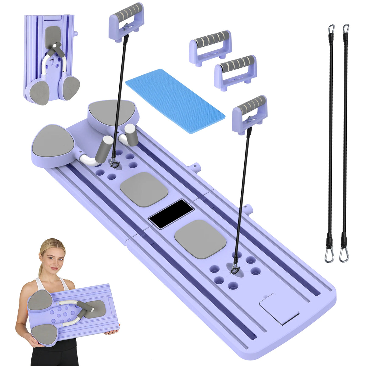 Portable Abdominal Fitness Board Pilates Reformer Machine Automatic Rebound AB Board Body Workout Trainer with Resistance Ropes