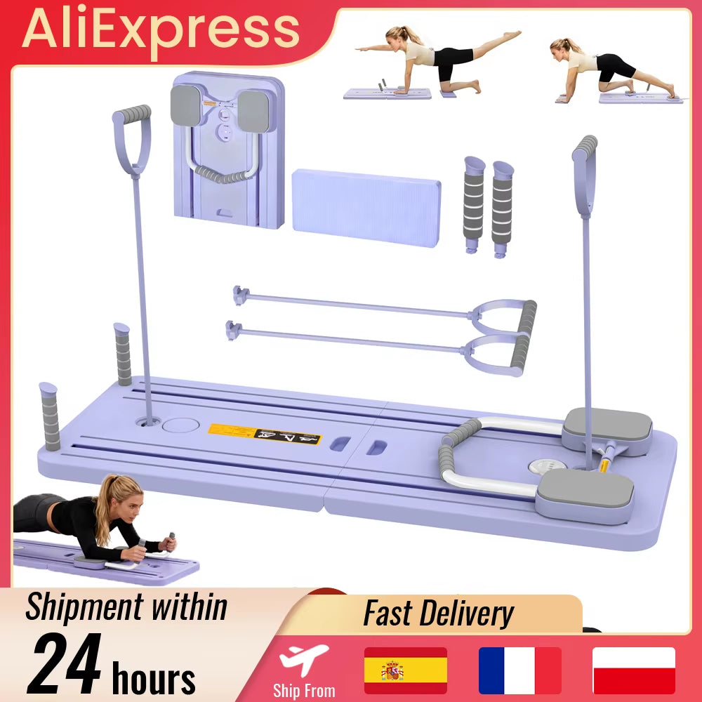 Foldable Pilates Board Full Body Fitness Trainer with Automatic Rebound Multifunctional Abdominal Board Exercise Equipment