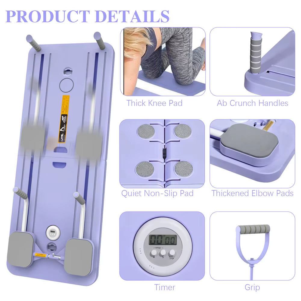 Foldable Pilates Board Full Body Fitness Trainer with Automatic Rebound Multifunctional Abdominal Board Exercise Equipment