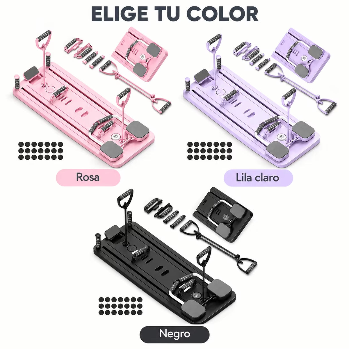 Foldable Pilates Reformer for Home, 8 in 1 Multifunctional Pilates Board with Elastic Bands, Handles and Supports, Equipment for Core, Abdomen, Arms, Legs, Buttocks and Full Body Training