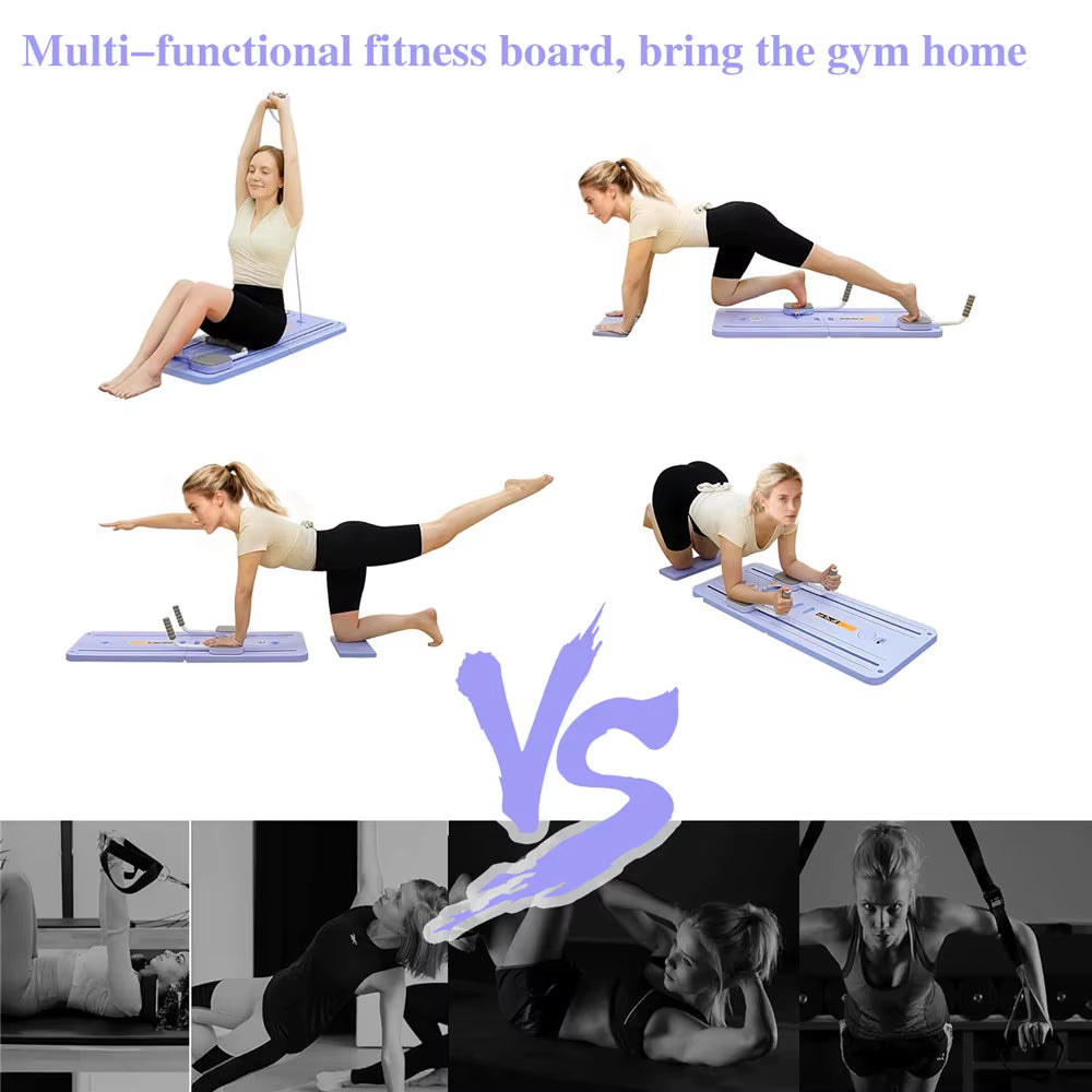 Foldable Pilates Board Full Body Fitness Trainer with Automatic Rebound Multifunctional Abdominal Board Exercise Equipment